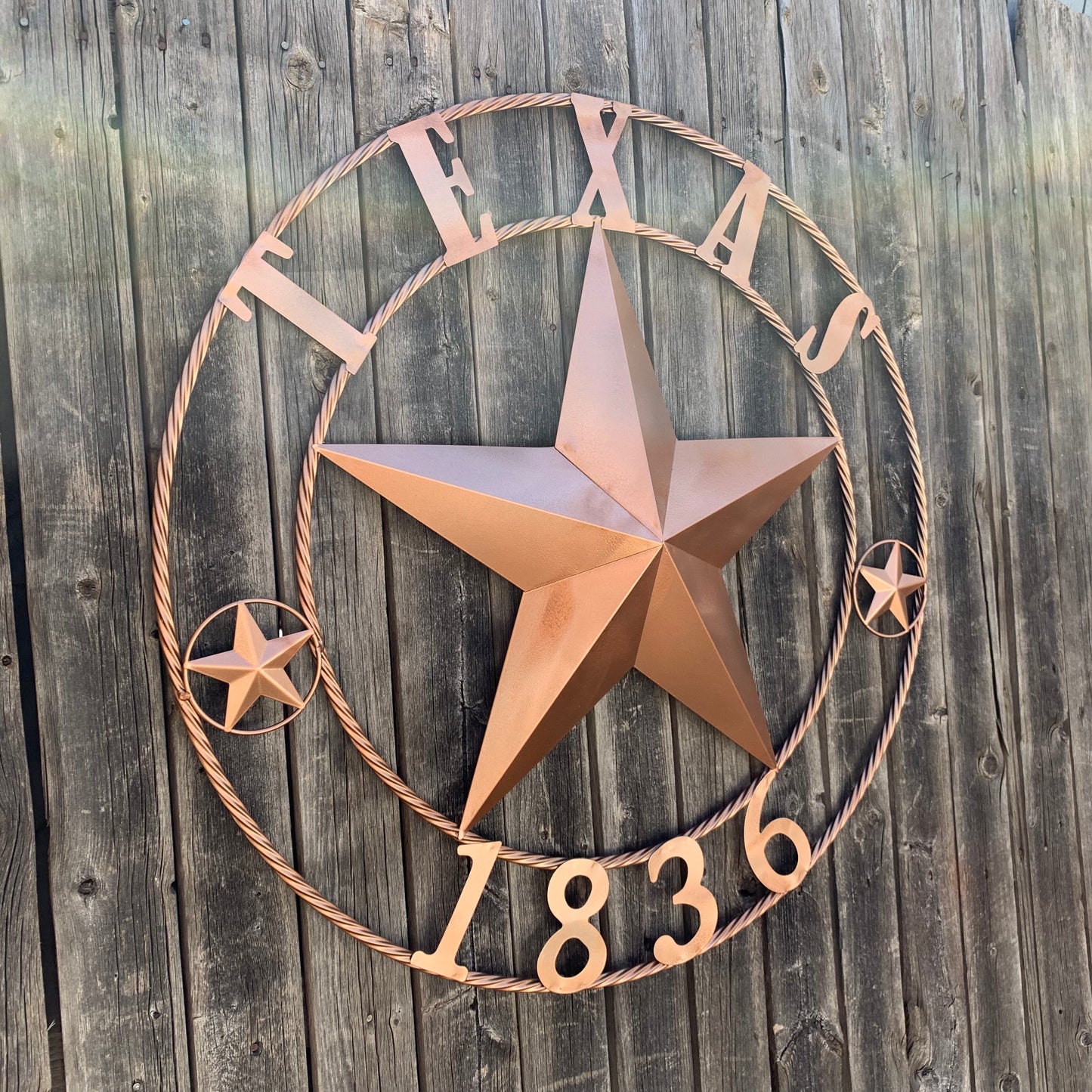 24", 32",36",40" TEXAS 1836 HAMMERED COPPER  BARN STAR METAL WALL WESTERN HOME DECOR HANDMADE NEW