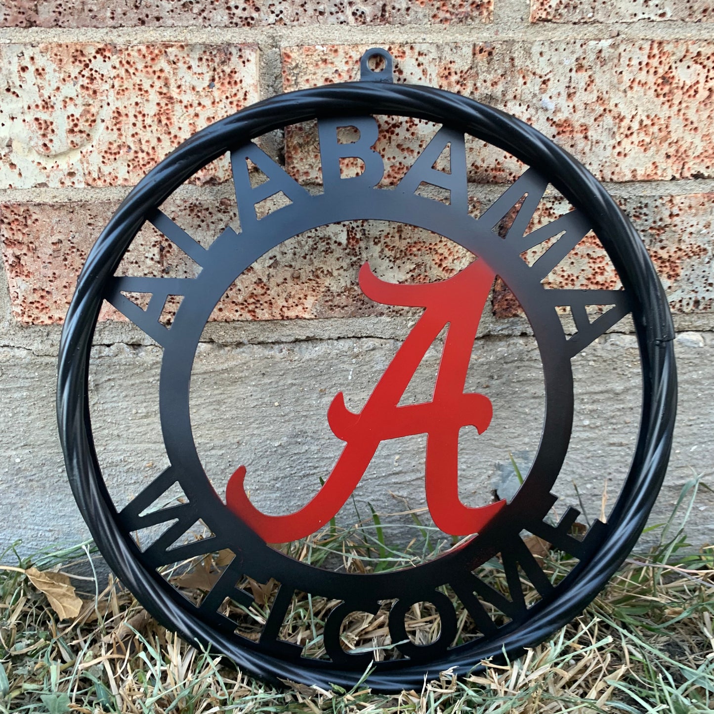 ALABAMA WELCOME RED & BLACK CUSTOM METAL VINTAGE SIGN TEAM HANDMADE