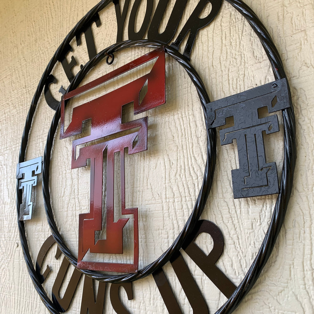 12", 18", 24", 32" GET YOUR GUNS UP TEXAS TECH CUSTOM METAL VINTAGE CRAFT TEAM SIGN