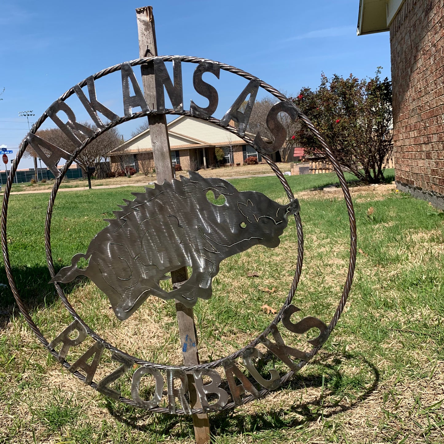 ARKANSAS RAZORBACKS CUSTOM RAW METAL VINTAGE CRAFT TEAM SIGN OFFICIAL LICENSED PRODUCT