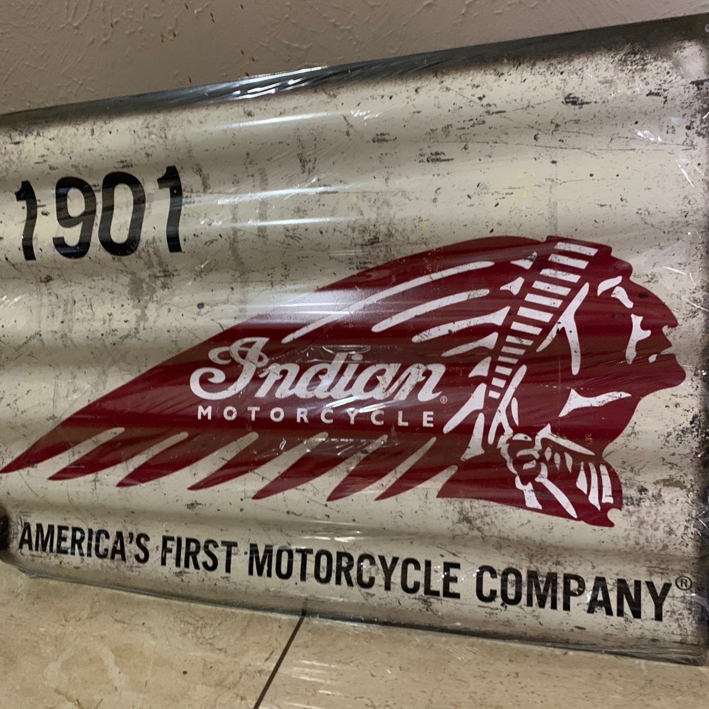 INDIAN MOTORCYCLES TIN METAL SIGN 24"X18" CORRUGATED WESTERN HOME DECOR ITEM#COIND