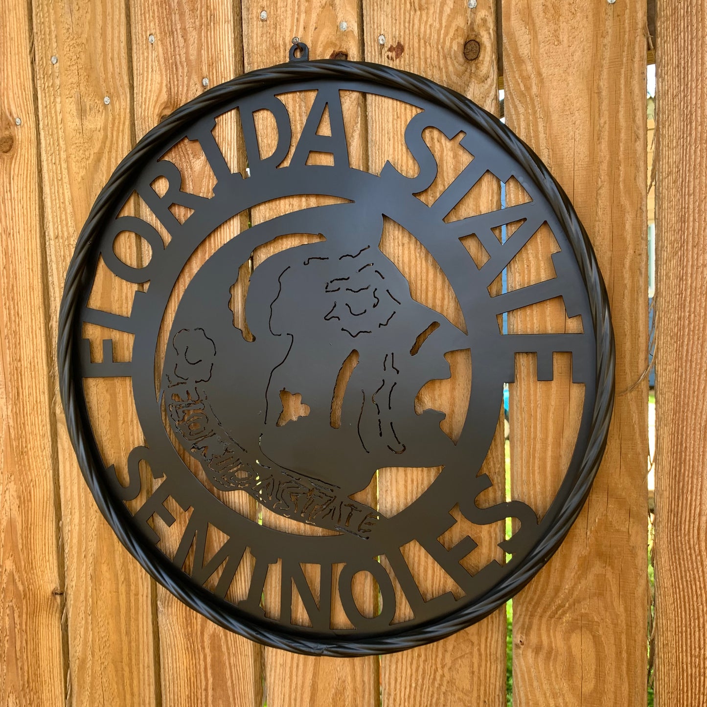 12",18", 24", 32" FSU FLORIDA STATE SEMINOLES INDIAN BLACK METAL CUSTOM VINTAGE CRAFT TEAM SIGN
