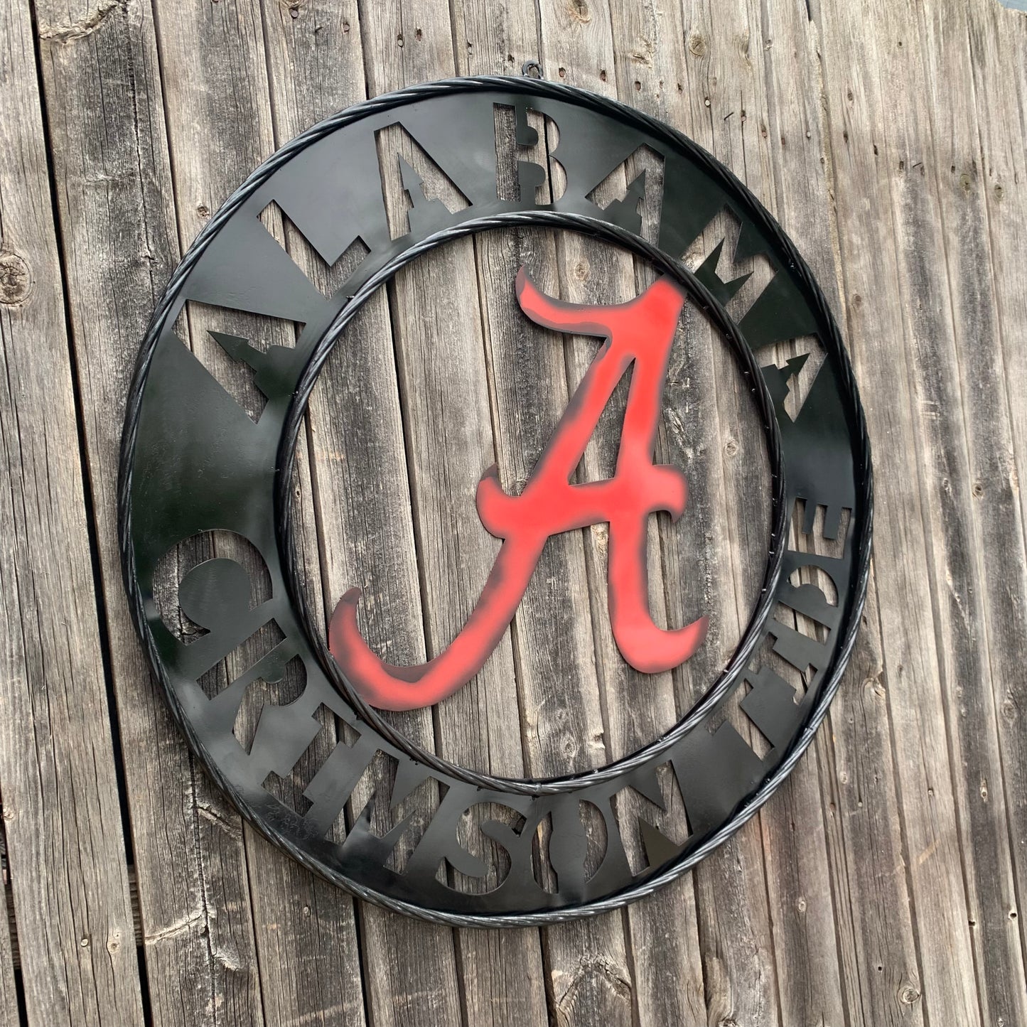 ALABAMA CRIMSON TIDE WIDE BAND RING CUSTOM METAL VINTAGE SIGN TEAM SPORTS HANDMADE