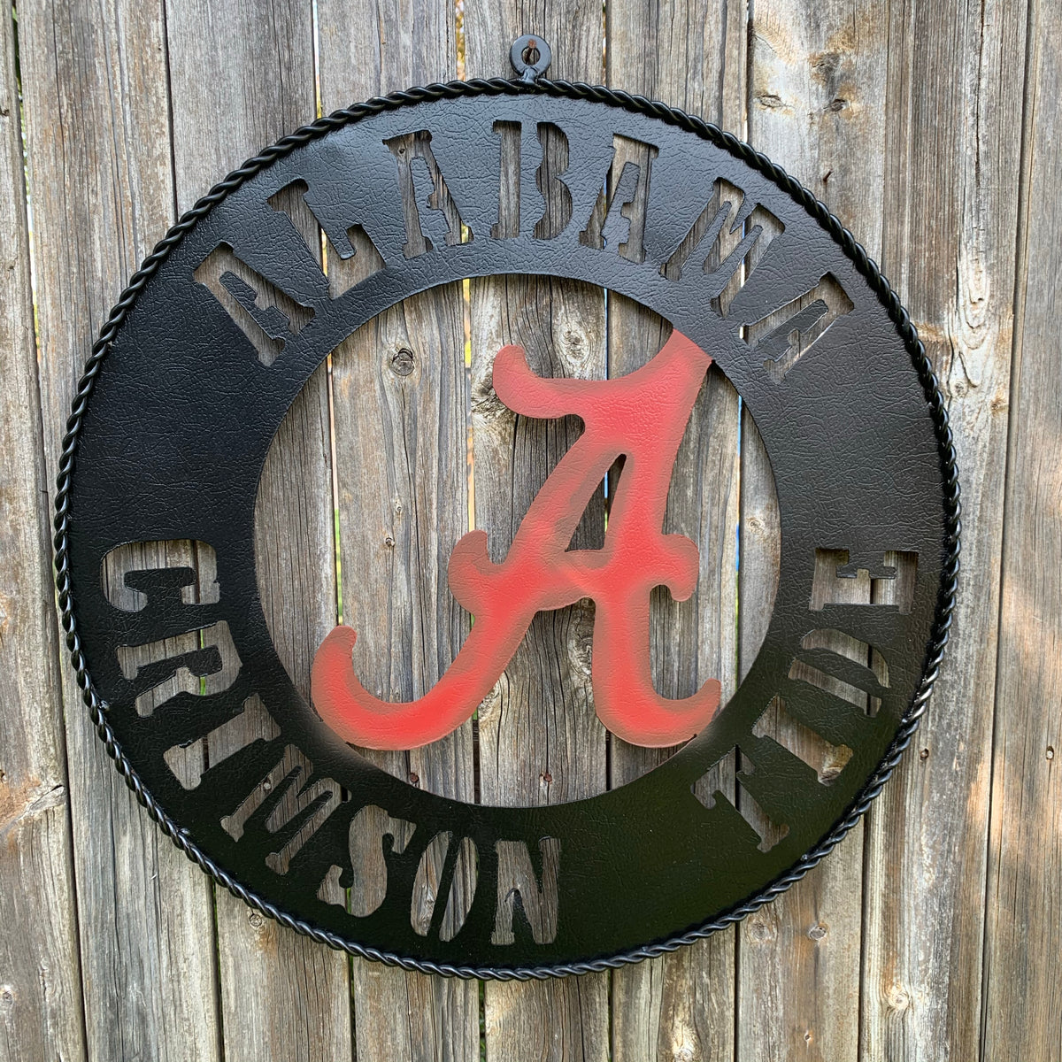 ALABAMA CRIMSON TIDE WIDE BAND RING CUSTOM METAL VINTAGE SIGN TEAM HANDMADE