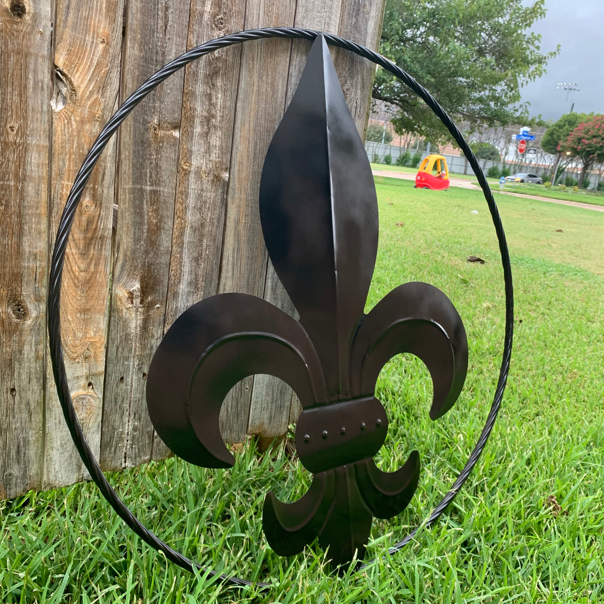 24", 36" GLOSS BLACK FLEUR DE LIS METAL WALL ART SIGN WESTERN HOME DECOR HANDMADE NEW #EH10645