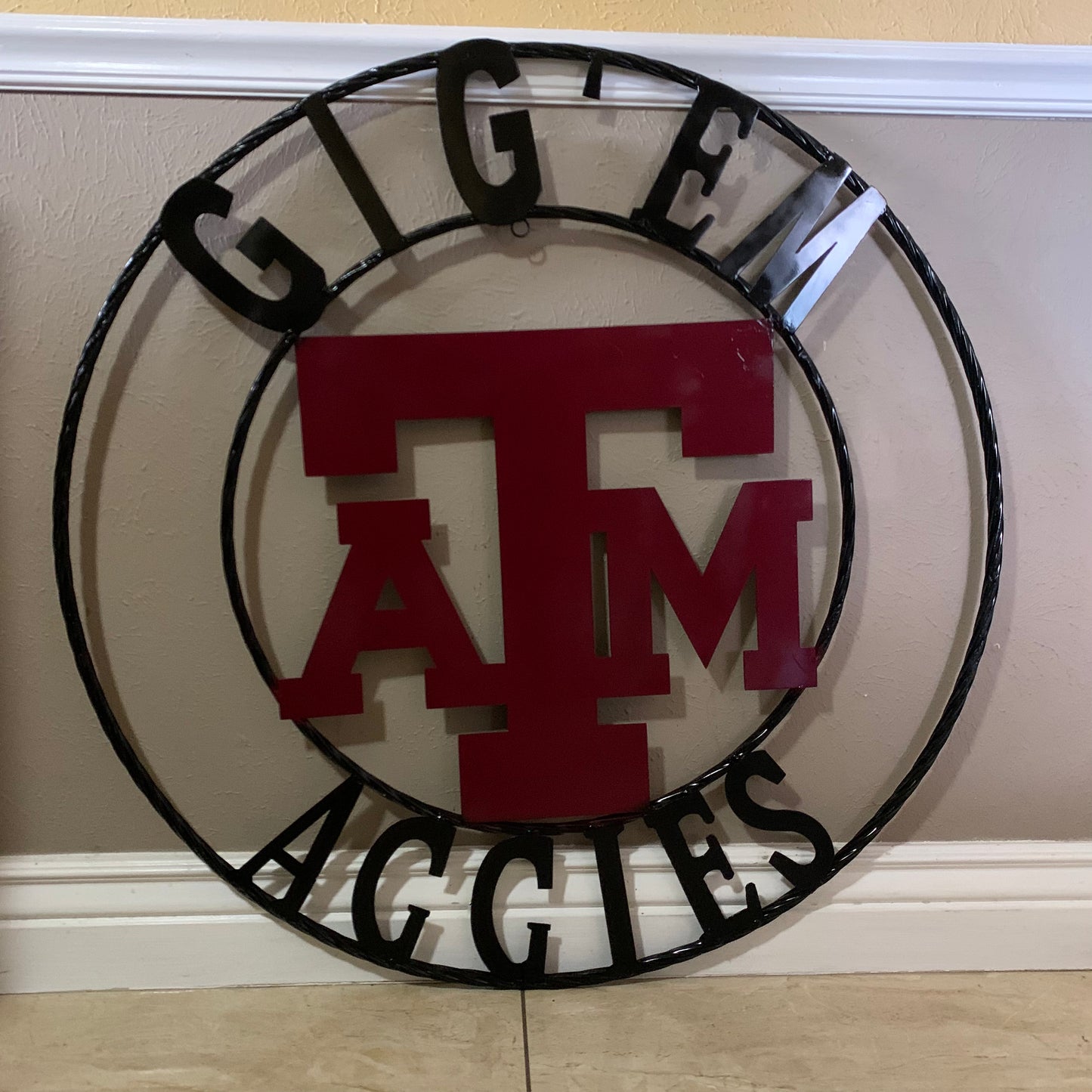 GIGEM AGGIES CUSTOM METAL VINTAGE CRAFT SIGN TEAM WESTERN HOME DECOR HANDMADE