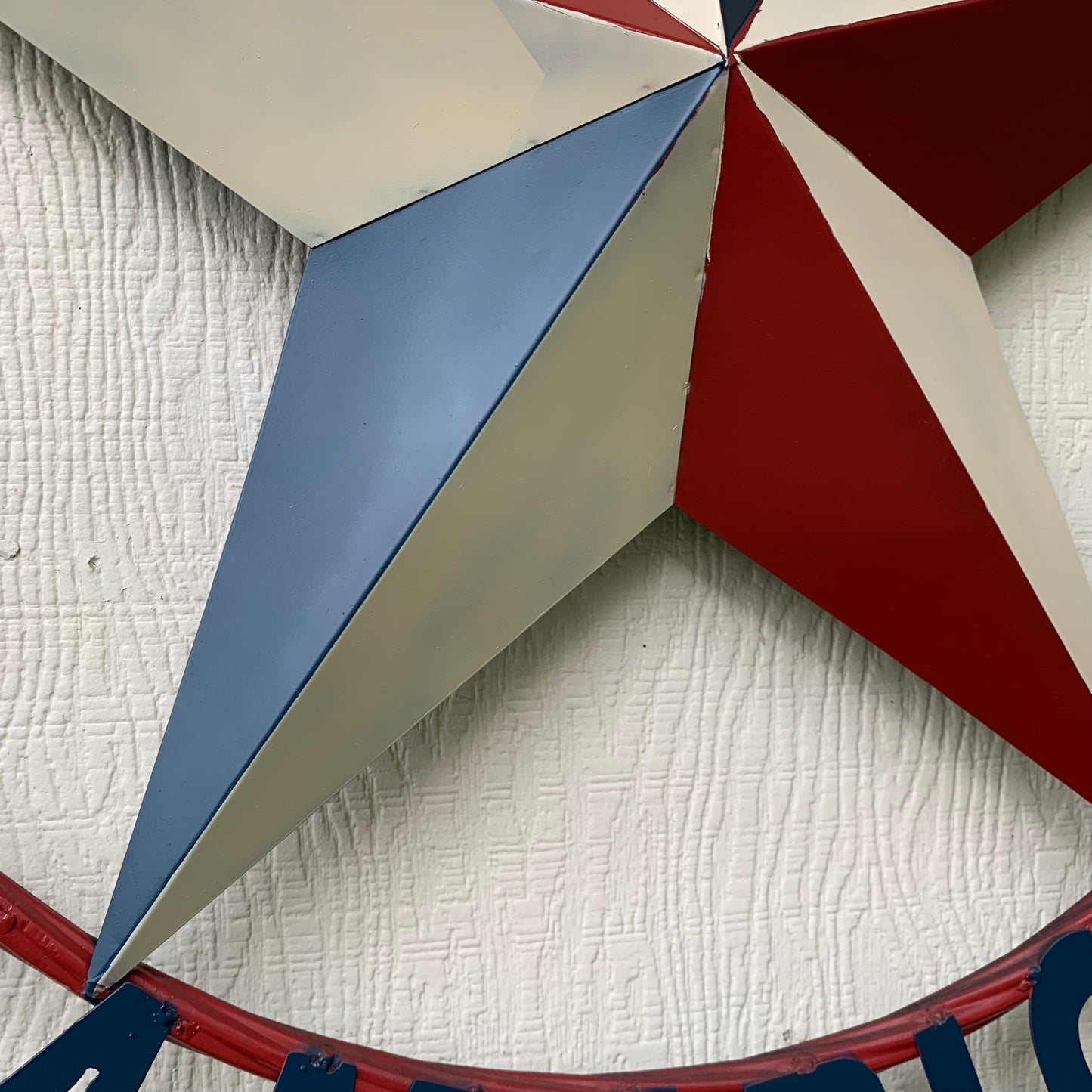 #EH10489 GOD BLESS AMERICA USA FLAG BARN STAR METAL RED WHITE BLUE WESTER HOME DECOR HANDMADE NEW