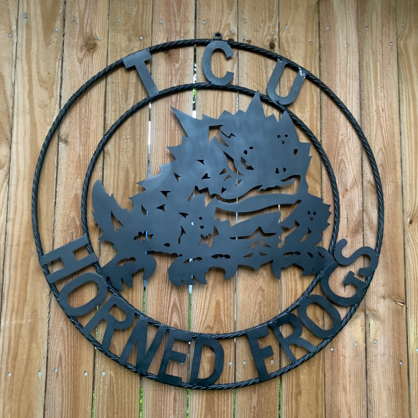 TCU HORNED FROGS BLACK CUSTOM METAL VINTAGE CRAFT TEAM SIGN HANDMADE