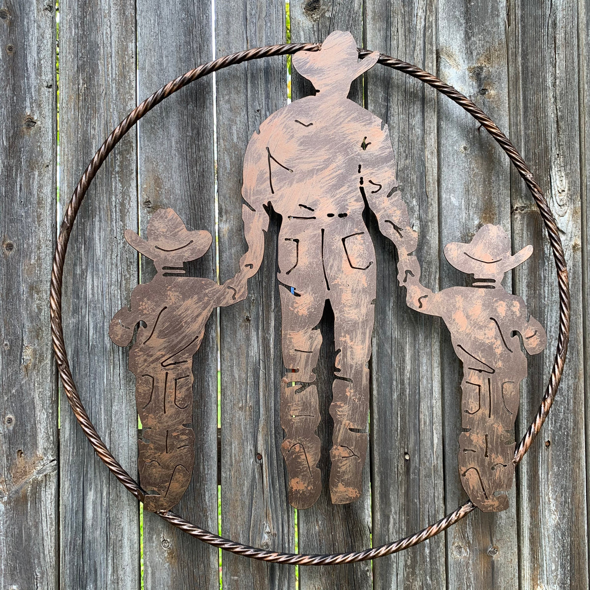 18",24" FATHER & 2 SON LASER CUT METAL WALL ART CUSTOM VINTAGE CRAFT RUSTIC BRONZE COPPER HAND MADE #EH13333
