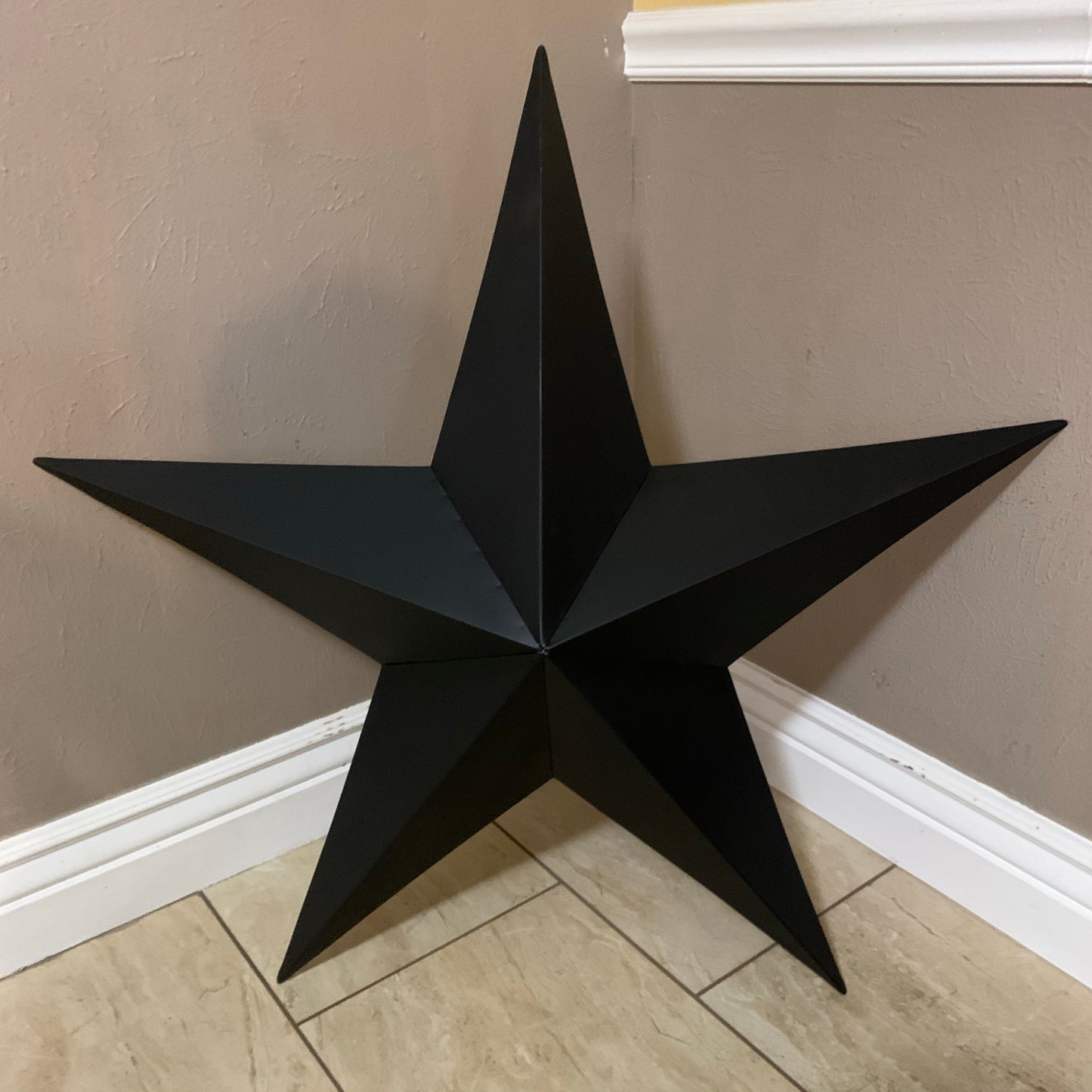 #EH10479 12", 16", 24", 30", 36" RUSTIC BLACK BARN STAR NO RING DAVID STAR 5 POINT WESTERN HOME DECOR HAND PAINTED