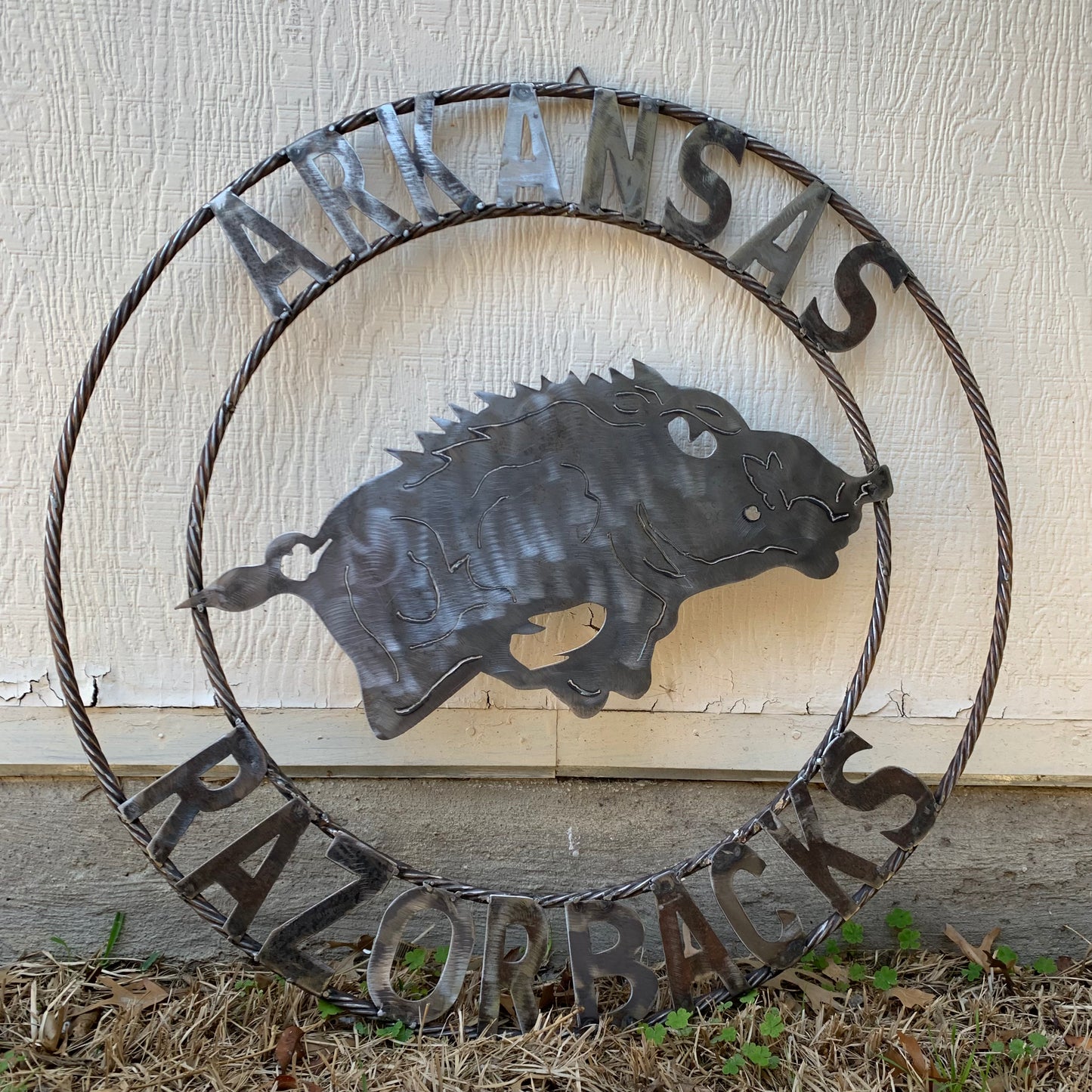 ARKANSAS RAZORBACKS CUSTOM RAW METAL VINTAGE CRAFT TEAM SIGN OFFICIAL LICENSED PRODUCT