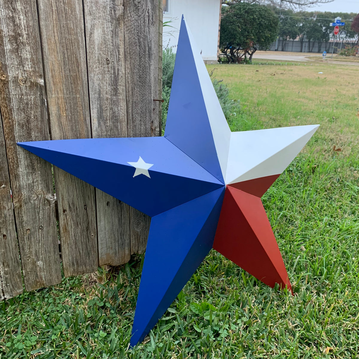 TEXAS FLAG STAR RED WHITE BLUE METAL BARN STAR METAL WALL ART WESTERN HOME DECOR 16",24",36", #EH13399