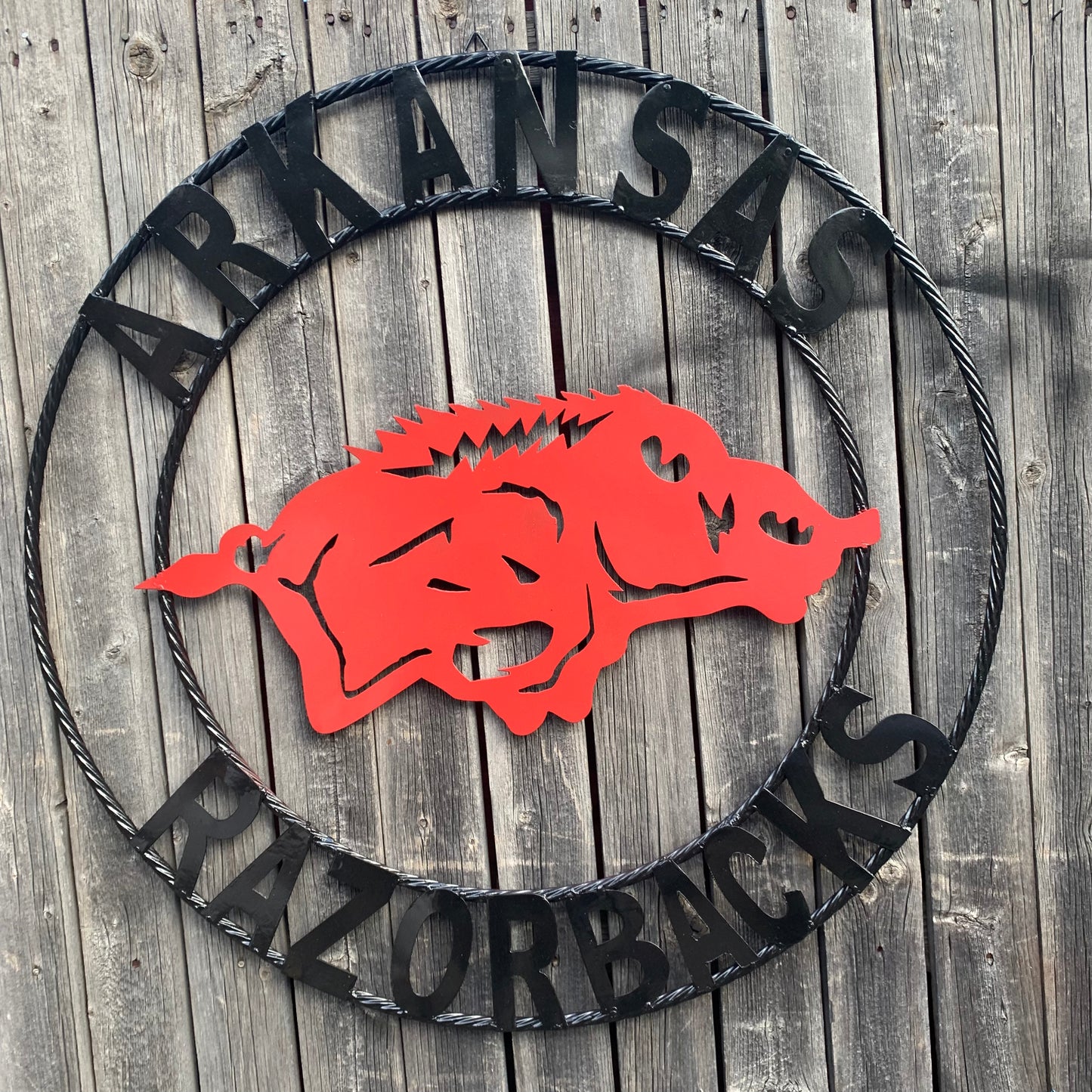 ARKANSAS RAZORBACKS CUSTOM METAL VINTAGE CRAFT SIGN TEAM WALL ART WESTERN HOME DECOR HANDAMADE