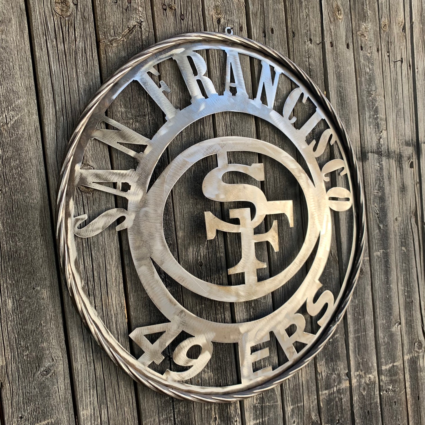 SAN FRANCISCO 49ERS METAL CUSTOM VINTAGE RAW METAL CRAFT TEAM SIGN HANDMADE 12",18",24",32",36",40",50"