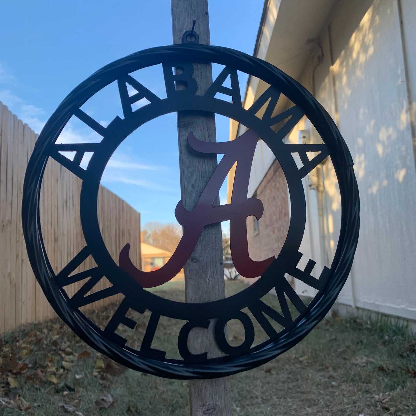 ALABAMA WELCOME RED & BLACK CUSTOM METAL VINTAGE SIGN TEAM HANDMADE
