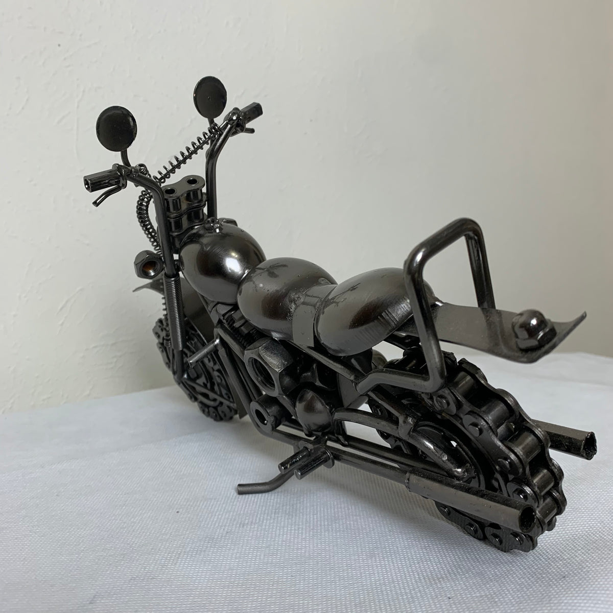 12" HARLEY STYLE MOTORCYCLE GUN METAL WESTERN HOME BAR DECOR NEW