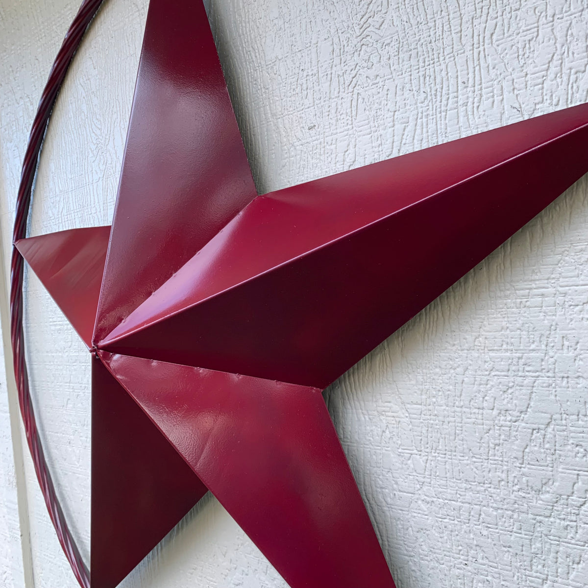 CRANBERRY BURGUNDY STAR RED STAR BARN METAL LONESTAR TWISTED ROPE RING WALL ART WESTERN HOME DECOR BRAND NEW