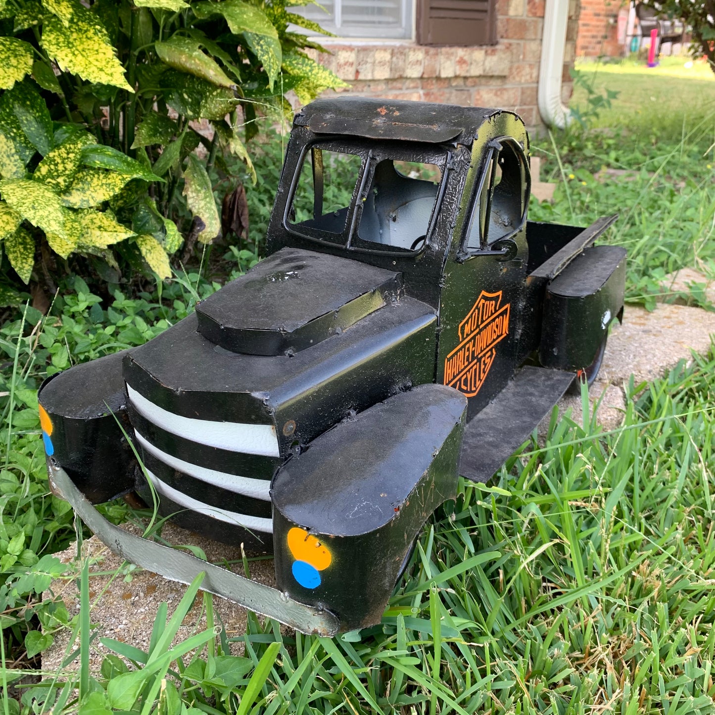 PICKUP TRUCK 20" METAL ART FIGURINE OUTDOOR & INDOOR GARDEN WESTERN HOME DECOR HANDMADE NEW: 20"L x 10"W x 12" H