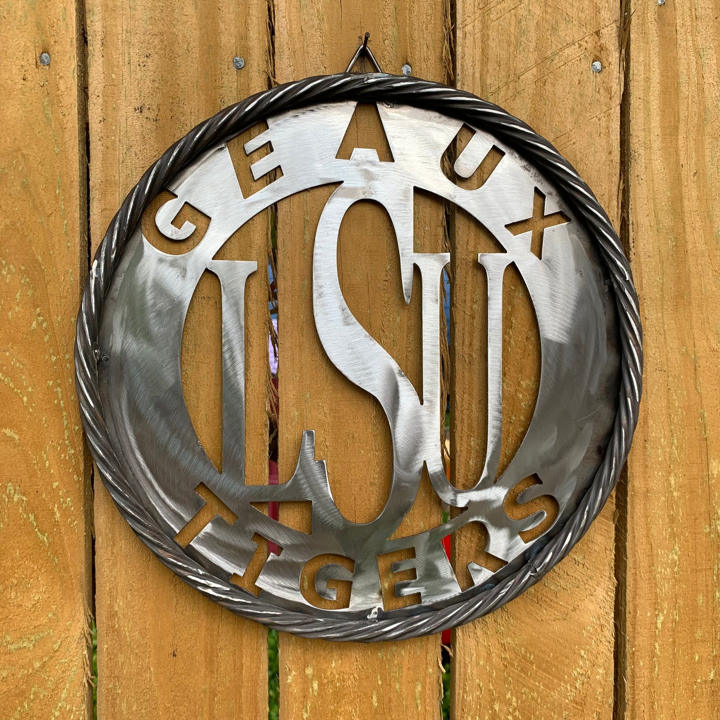 12",18",24",32" LSU GEAUX TIGERS CUSTOM RAW METAL VINTAGE CRAFT TEAM SIGN WESTERN HOME DECOR HANDMADE