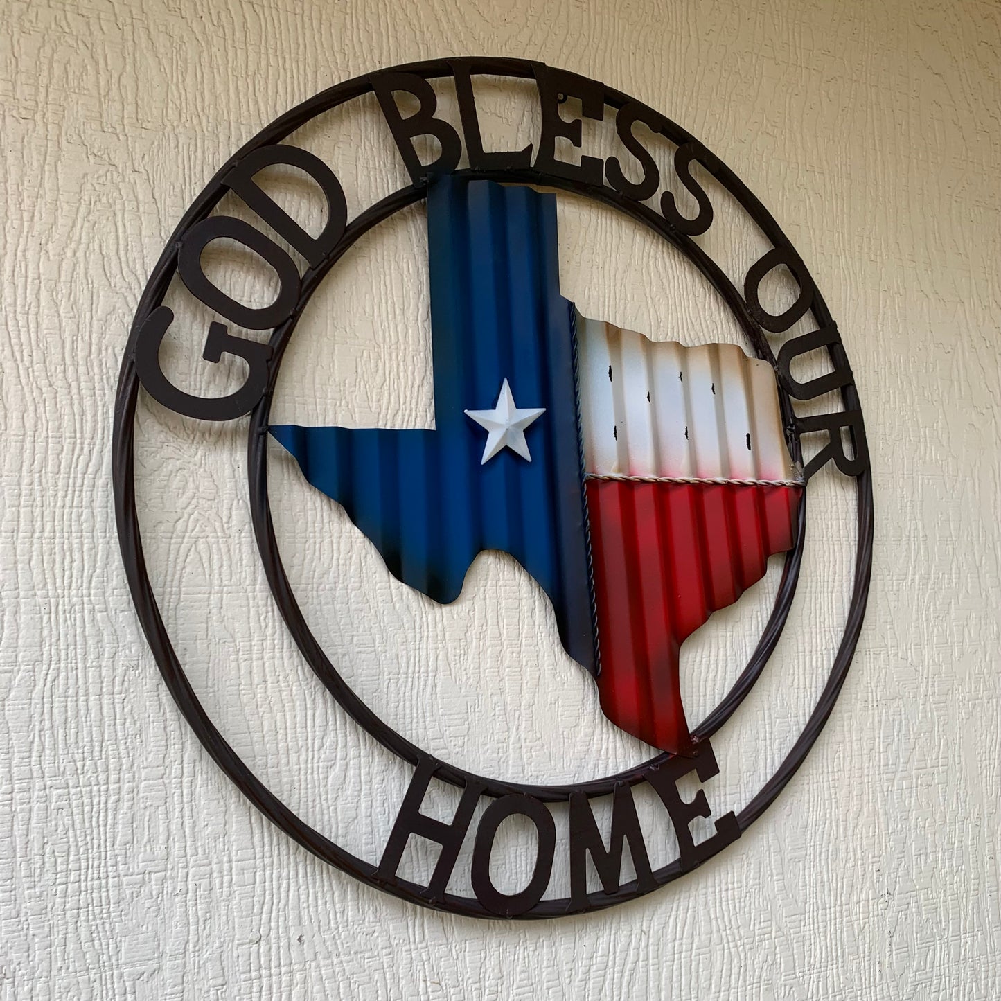 24" WAVY GOD BLESS PUR HOME STATE OF TEXAS METAL CRAFT SIN WESTERN HOME DECOR HANDMADE NEW #EH12970