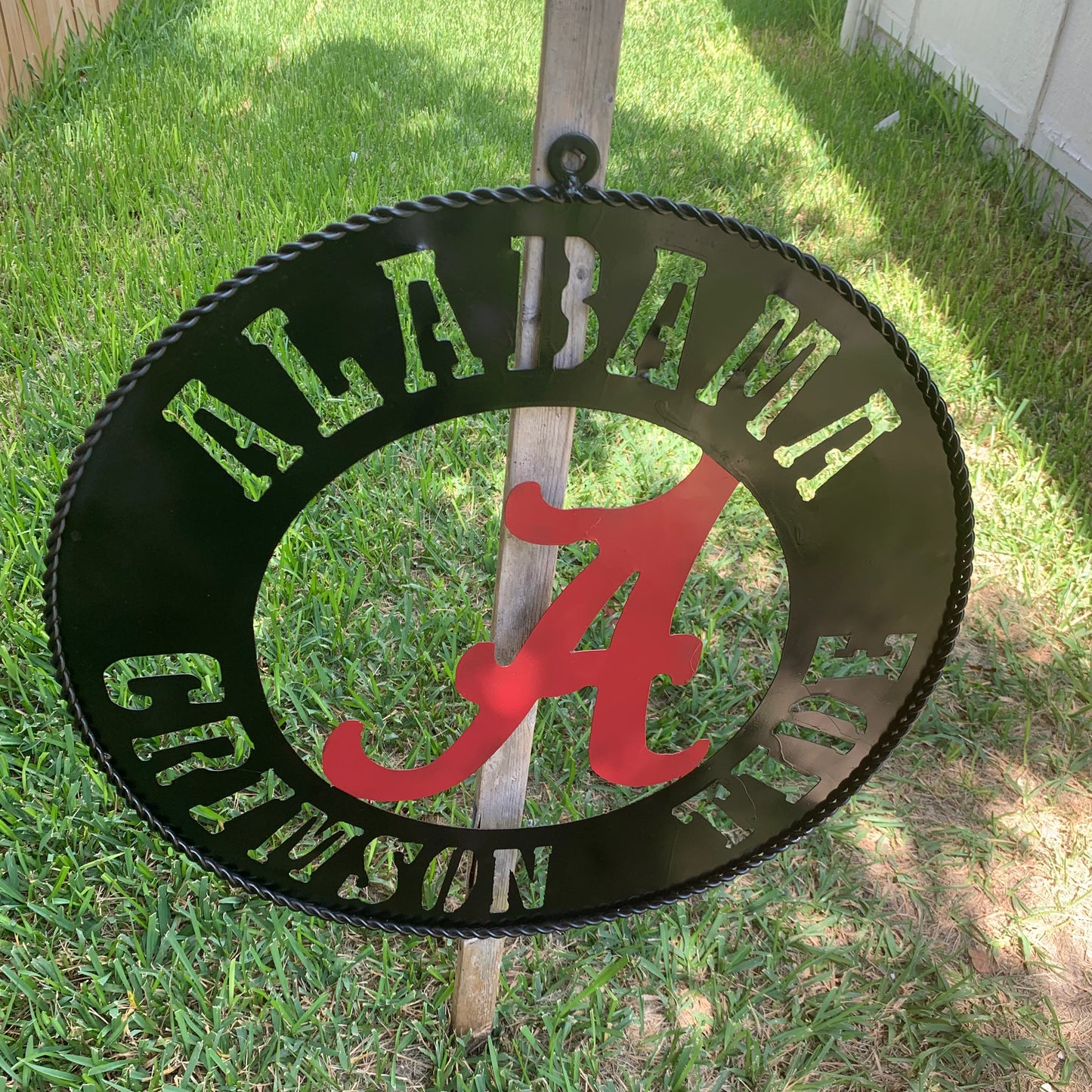 ALABAMA CRIMSON TIDE WIDE BAND RING CUSTOM METAL VINTAGE SIGN TEAM HANDMADE