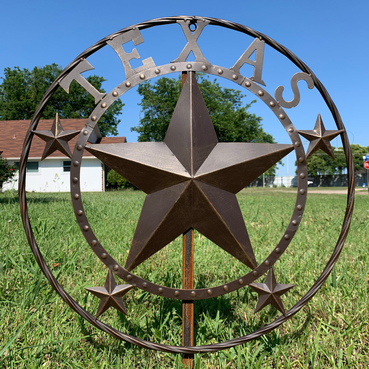 24" TEXAS BEADED COLIBROX BARN STAR METAL LONE STAR WESTERN HOME DECOR HANDMADE RUSTIC BRONZE COPPER NEW