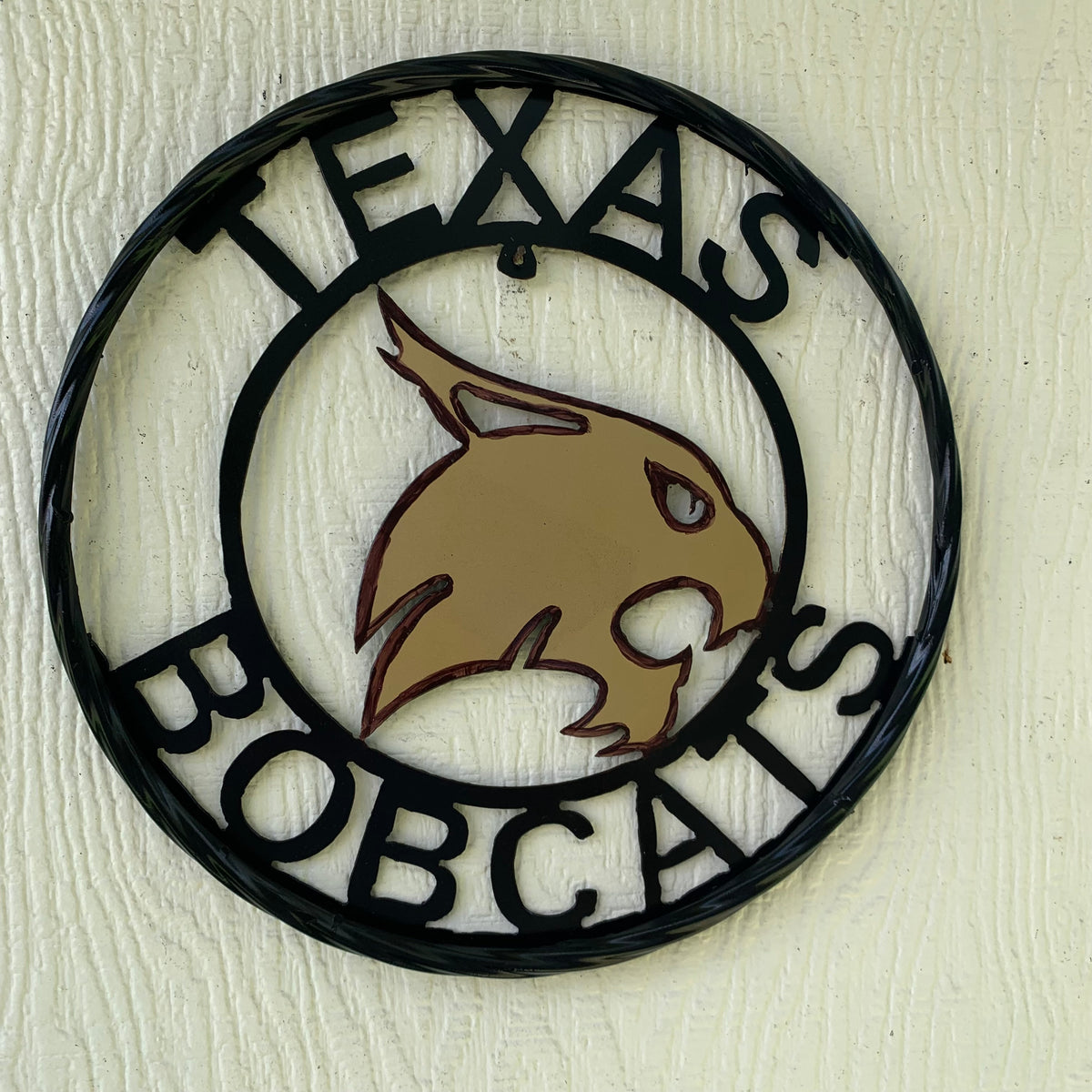 12" TEXAS BOBCATS CUSTOM METAL VINTAGE CRAFT SIGN TEAM WESTERN HOME DECOR HANDMADE