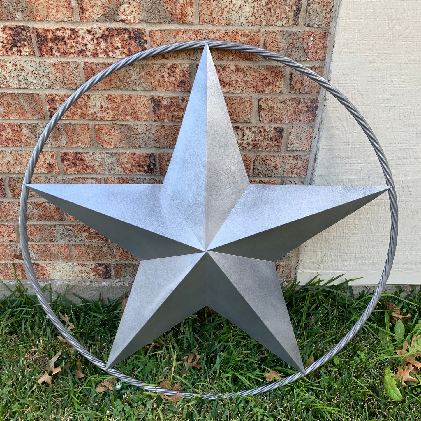 RUSTIC GREY SILVER BARN METAL STAR TWISTED ROPE RING WESTERN HOME DECOR HANDMADE NEW 12",24",36",50",60",72"