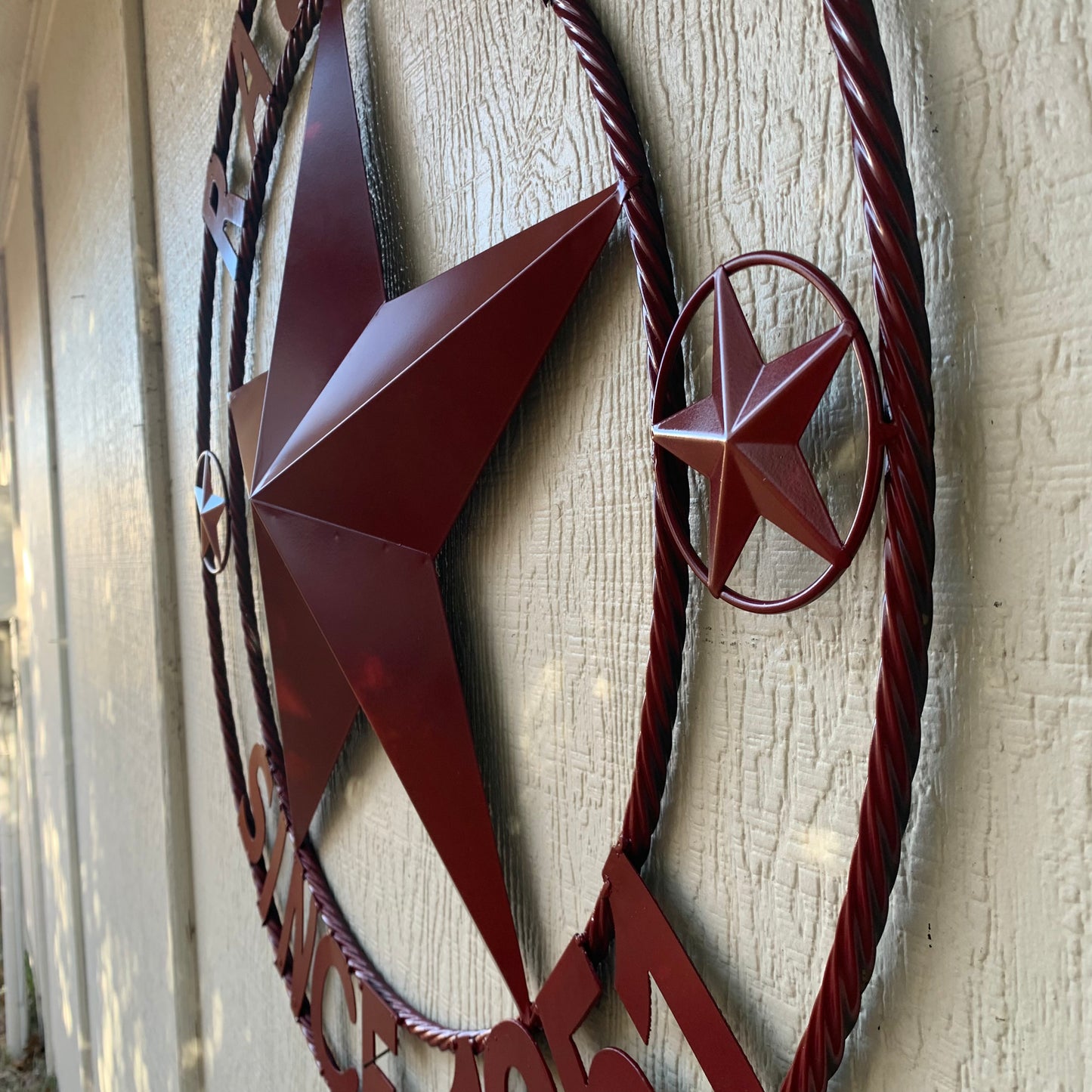 RAGETH STYLE YOUR CUSTOM STAR METAL NAME RUSTIC BURGUNDY RED PHILLIPS CUSTOM 3d STAR METAL NAME BARN STAR TWISTED ROPE RING DESIGN METAL WALL ART HOME DECOR ANY SIZE