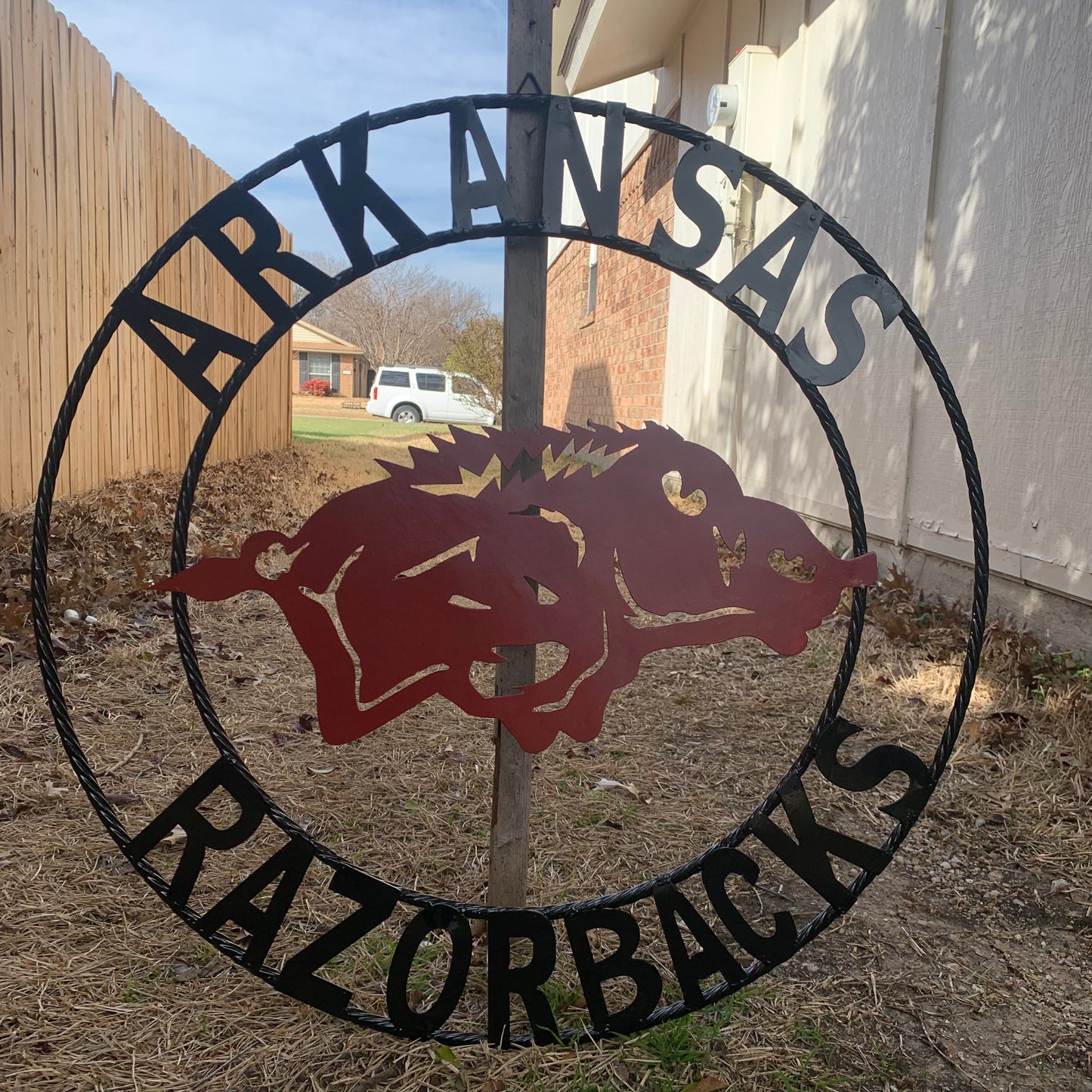 ARKANSAS RAZORBACKS CUSTOM METAL VINTAGE CRAFT SIGN TEAM WALL ART WESTERN HOME DECOR HANDAMADE