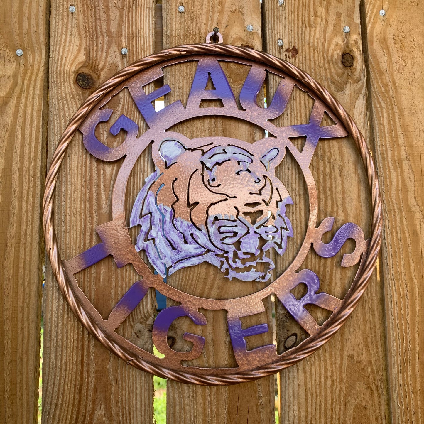 12",18",24",32" GEAUX TIGERS CUSTOM VINTAGE METAL CRAFT TEAM WALL ART HANDMADE