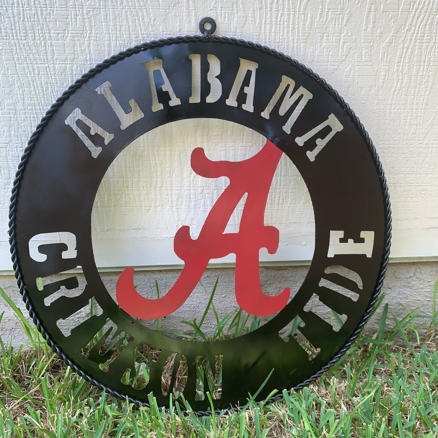 ALABAMA CRIMSON TIDE WIDE BAND RING CUSTOM METAL VINTAGE SIGN TEAM HANDMADE