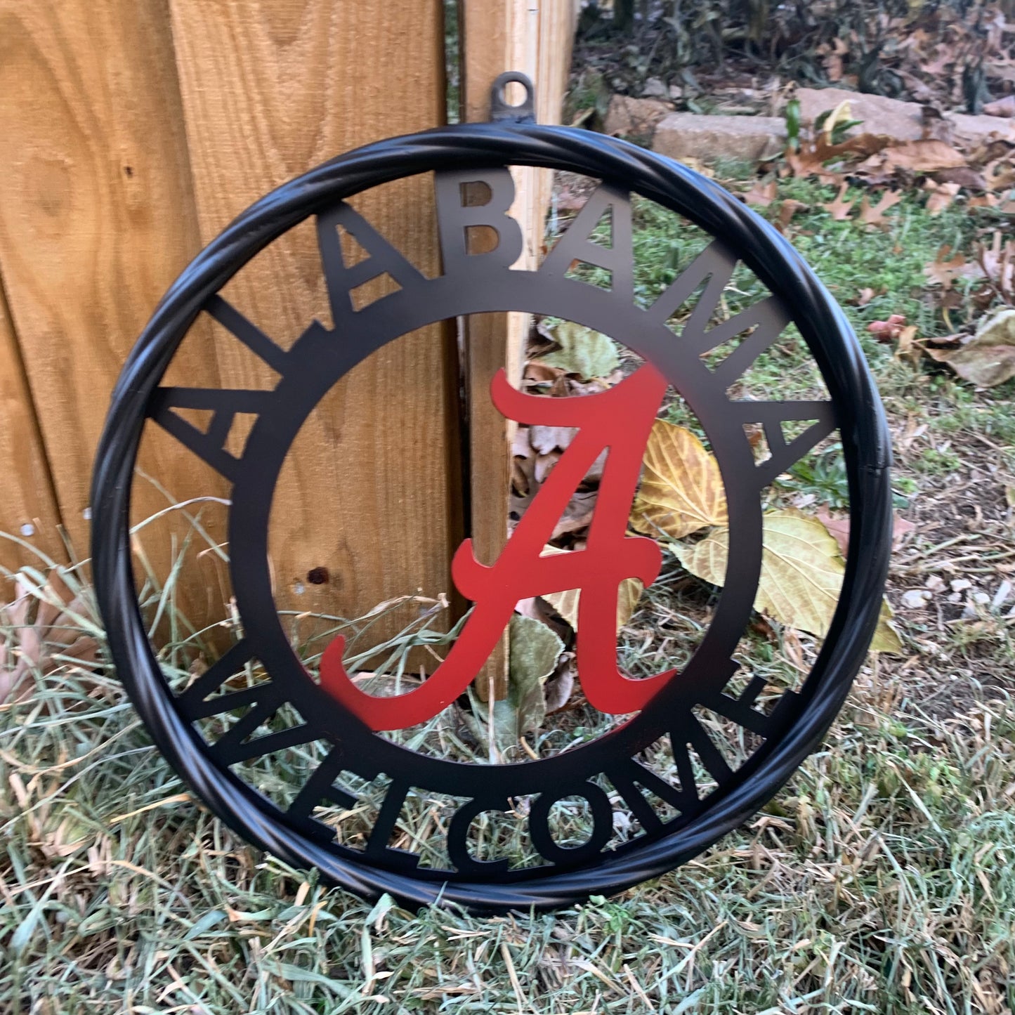 ALABAMA WELCOME RED & BLACK CUSTOM METAL VINTAGE SIGN TEAM HANDMADE