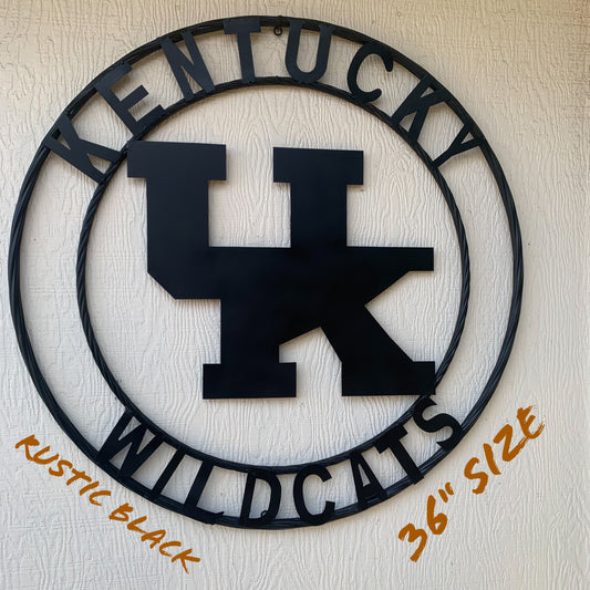 12", 18", 24", 32" KENTUCKY WILDCATS CUSTOM BLACK METAL VINTAGE CRAFT SIGN HANDMADE