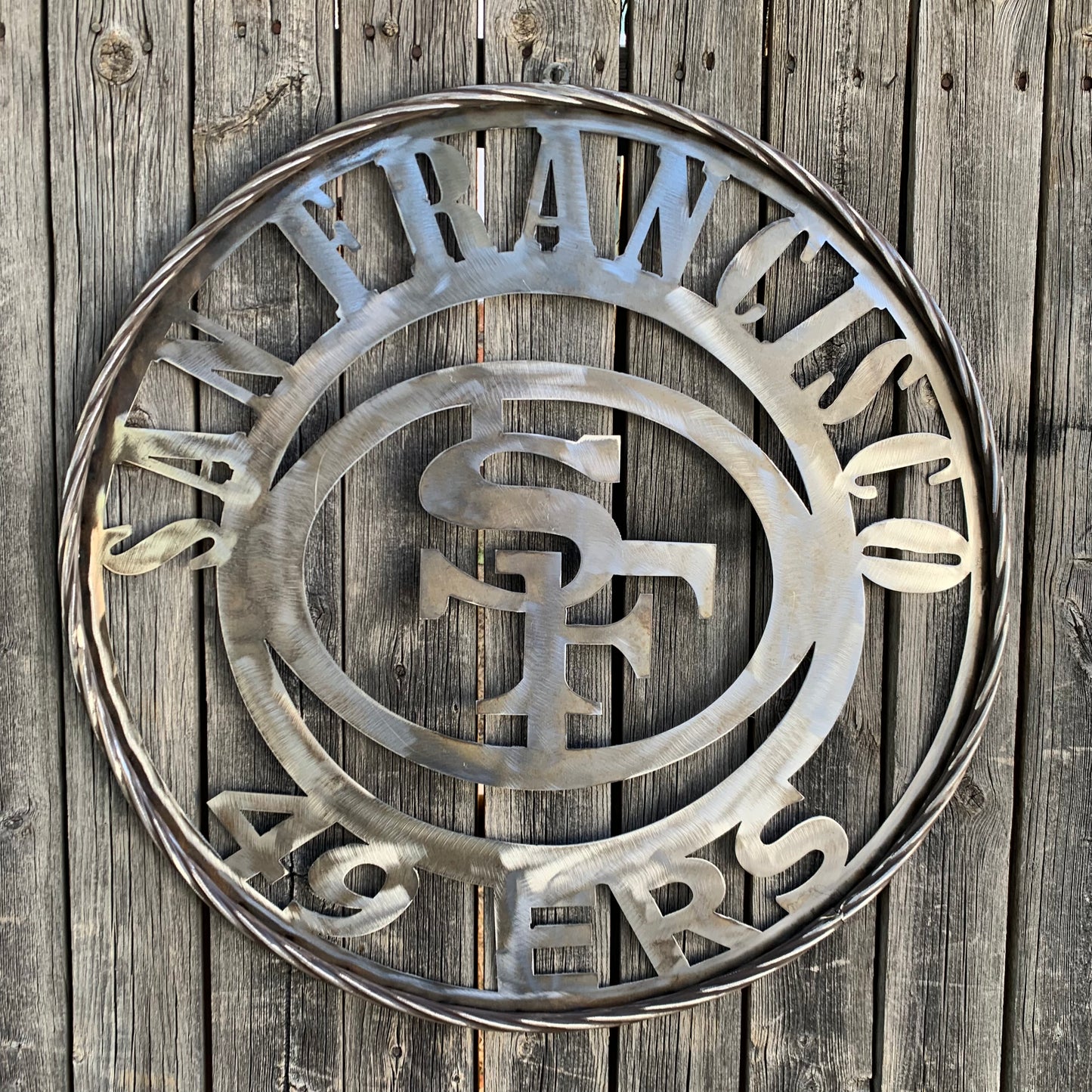 SAN FRANCISCO 49ERS METAL CUSTOM VINTAGE RAW METAL CRAFT TEAM SIGN HANDMADE 12",18",24",32",36",40",50"