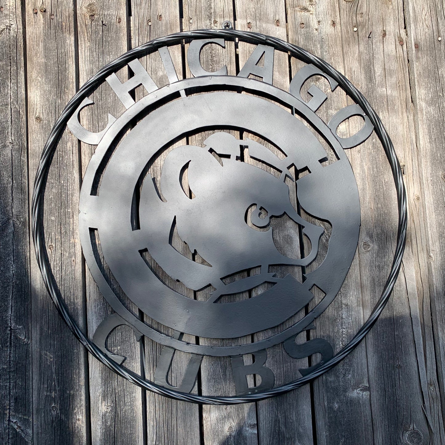 12", 18", 24", 32" CHICAGO CUBS CUSTOM BLACK & RAW METAL VINTAGE CRAFT TEAM SPORTS SIGN HANDMADE