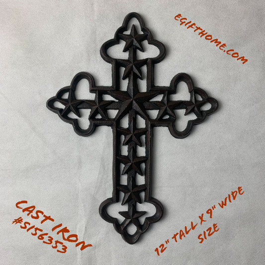 #SI56353 LONE STAR WESTERN CROSS METAL CAST IRON WESTERN HOME DECOR NEW HANDMADE ART
