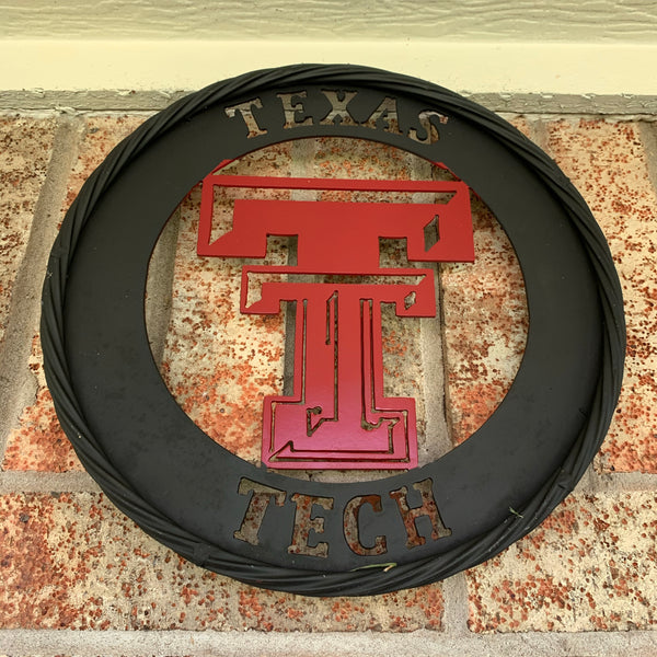 12", 18", 24", 32" TEXAS TECH WIDE BAND RING RED & BLACK CUSTOM METAL VINTAGE CRAFT TEAM SIGN