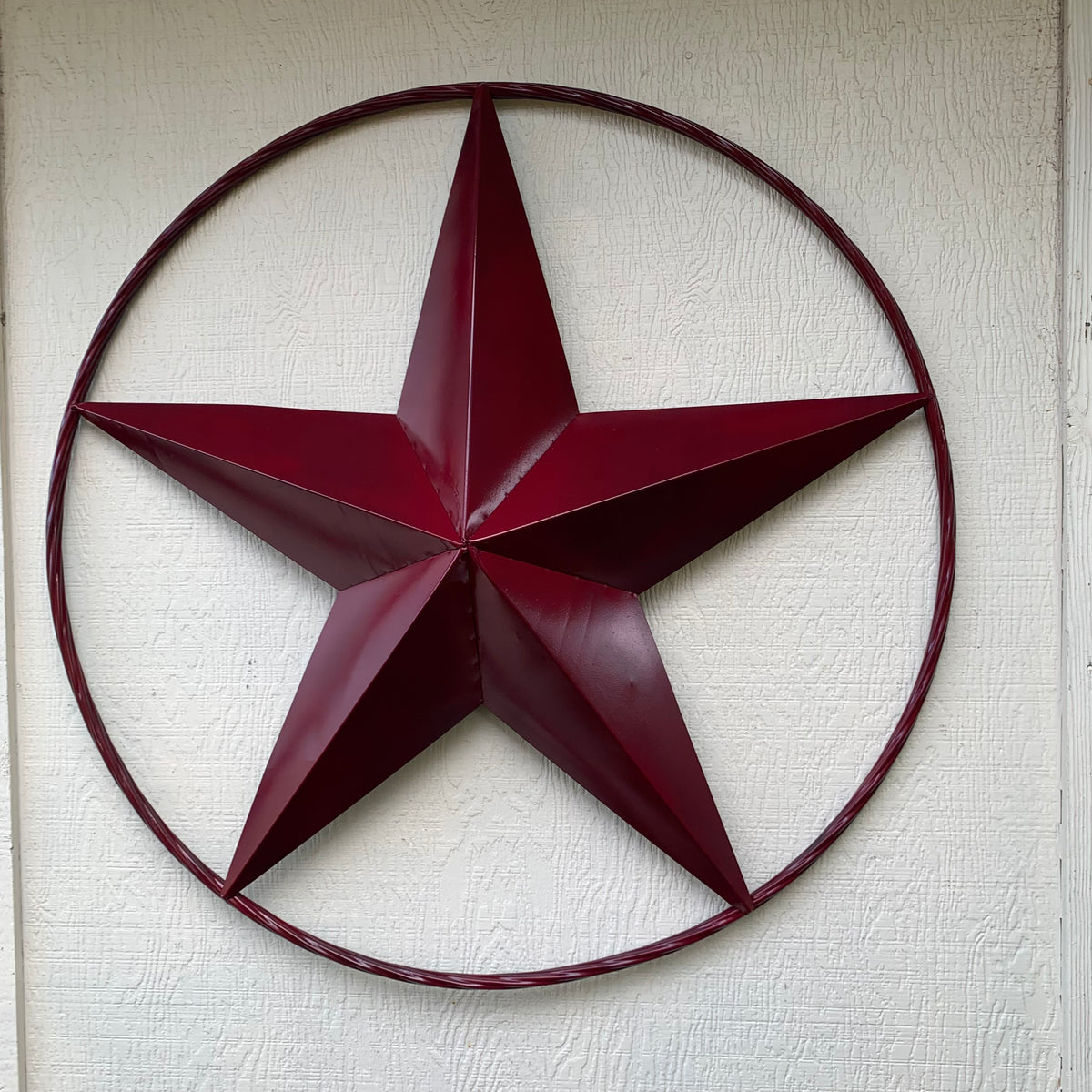 CRANBERRY BURGUNDY STAR RED STAR BARN METAL LONESTAR TWISTED ROPE RING WALL ART WESTERN HOME DECOR BRAND NEW