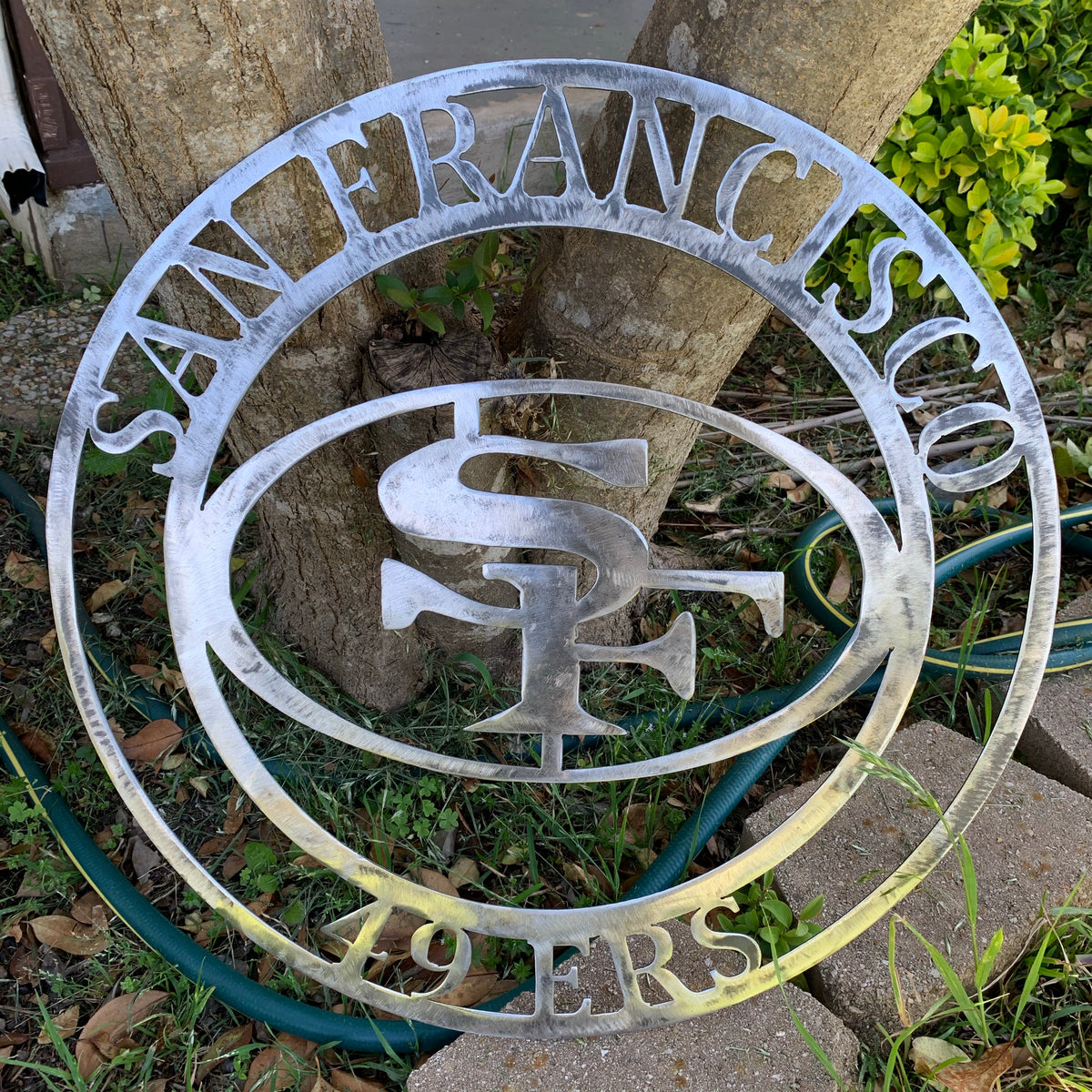 SAN FRANCISCO 49ERS METAL CUSTOM VINTAGE RAW METAL CRAFT TEAM SIGN HANDMADE 12",18",24",32",36",40",50"
