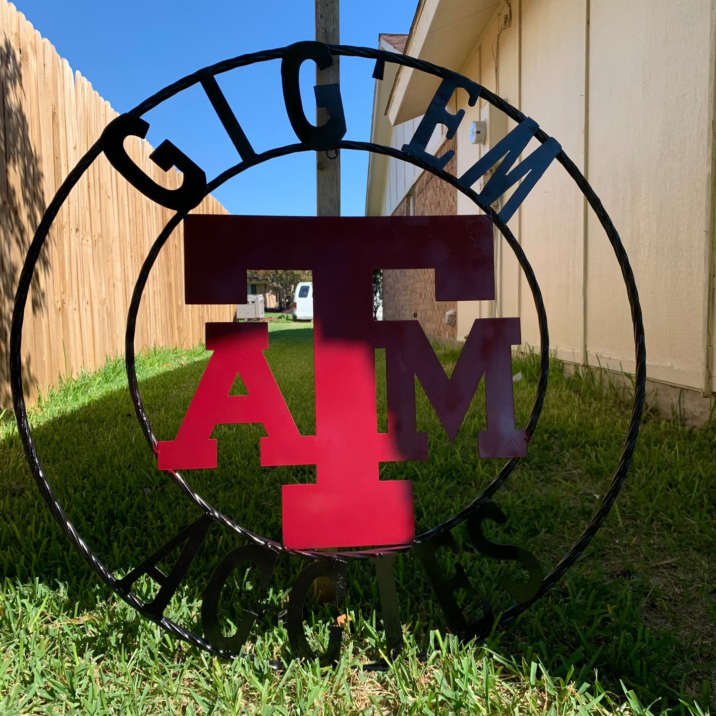 GIGEM AGGIES CUSTOM METAL VINTAGE CRAFT SIGN TEAM WESTERN HOME DECOR HANDMADE