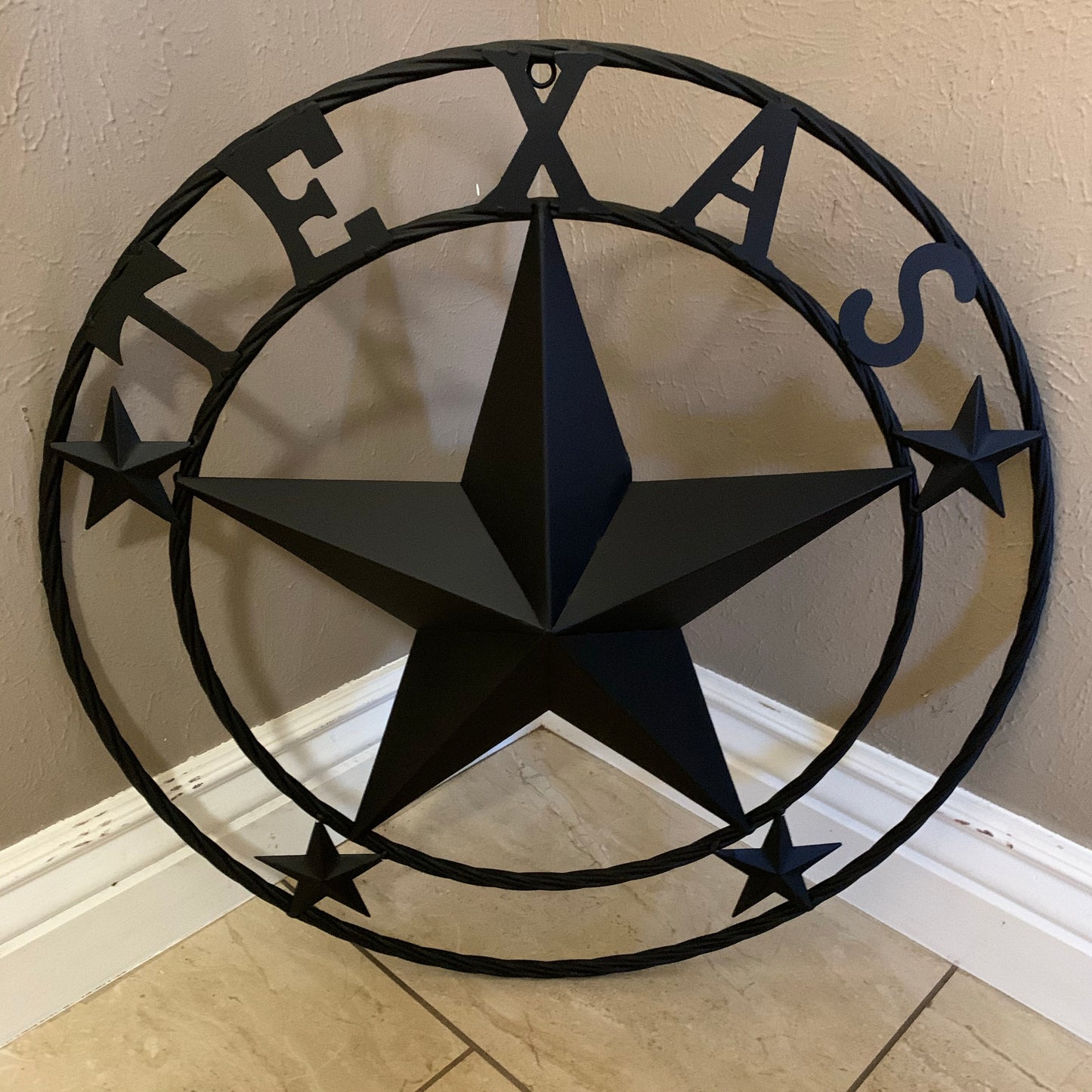24" TEXAS BLACK STAR BARN STAR METAL ART WESTERN HOME DECOR VINTAGE RUSTIC BLACK