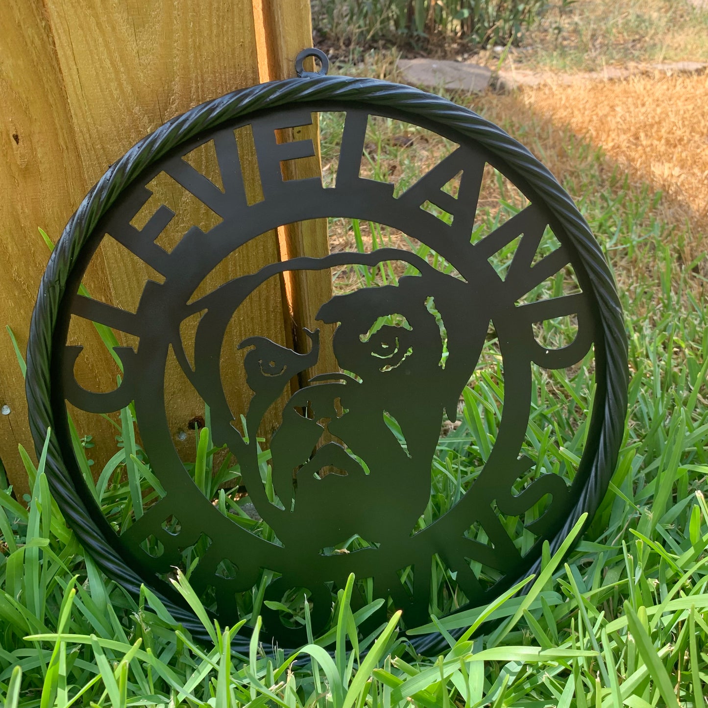 CLEVELAND BROWNS METAL CUSTOM VINTAGE CRAFT ART HANDMADE RUSTIC BLACK