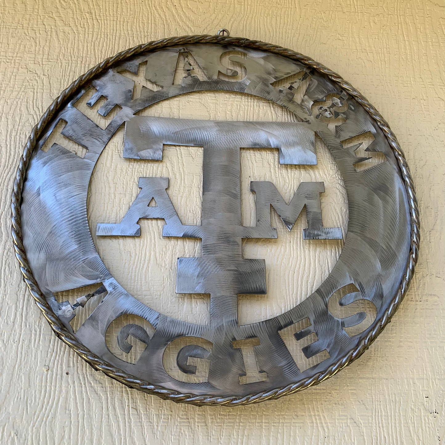 TEXAS A&M WIDE BAND RAW METAL CUSTOM VINTAGE CRAFT WALL ART TEAM SIGN HANDMADE