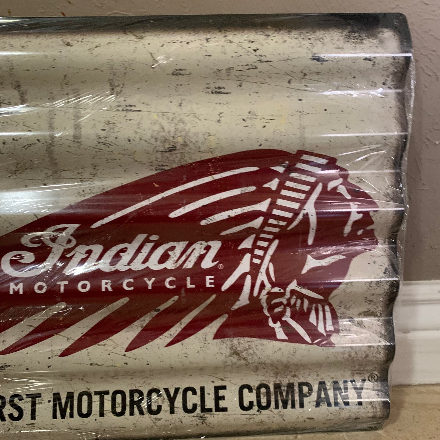 INDIAN MOTORCYCLES TIN METAL SIGN 24"X18" CORRUGATED WESTERN HOME DECOR ITEM#COIND