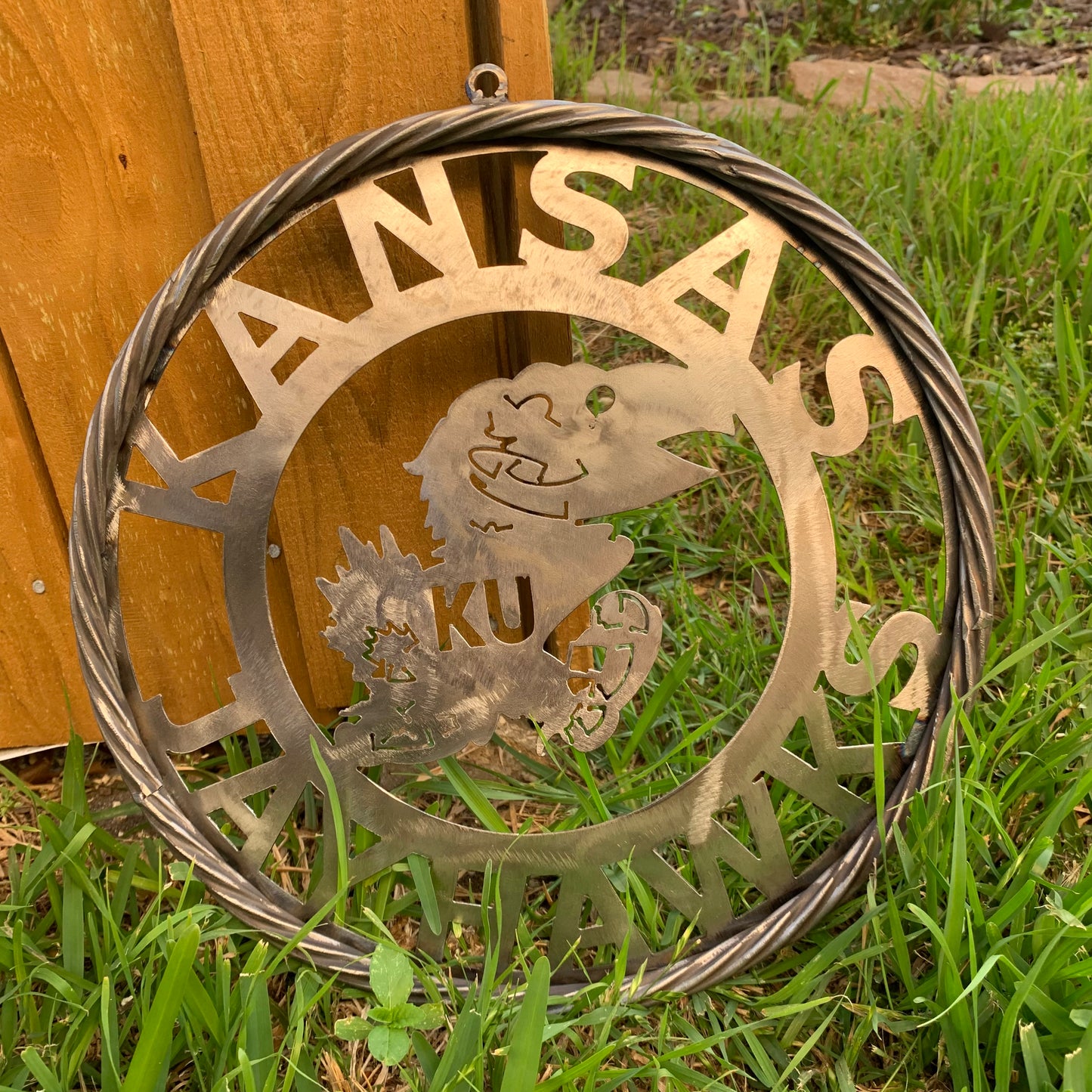 KANSAS JAYHAWKS RAW METAL CUSTOM VINTAGE CRAFT WALL ART TEAM SIGN HANDMADE