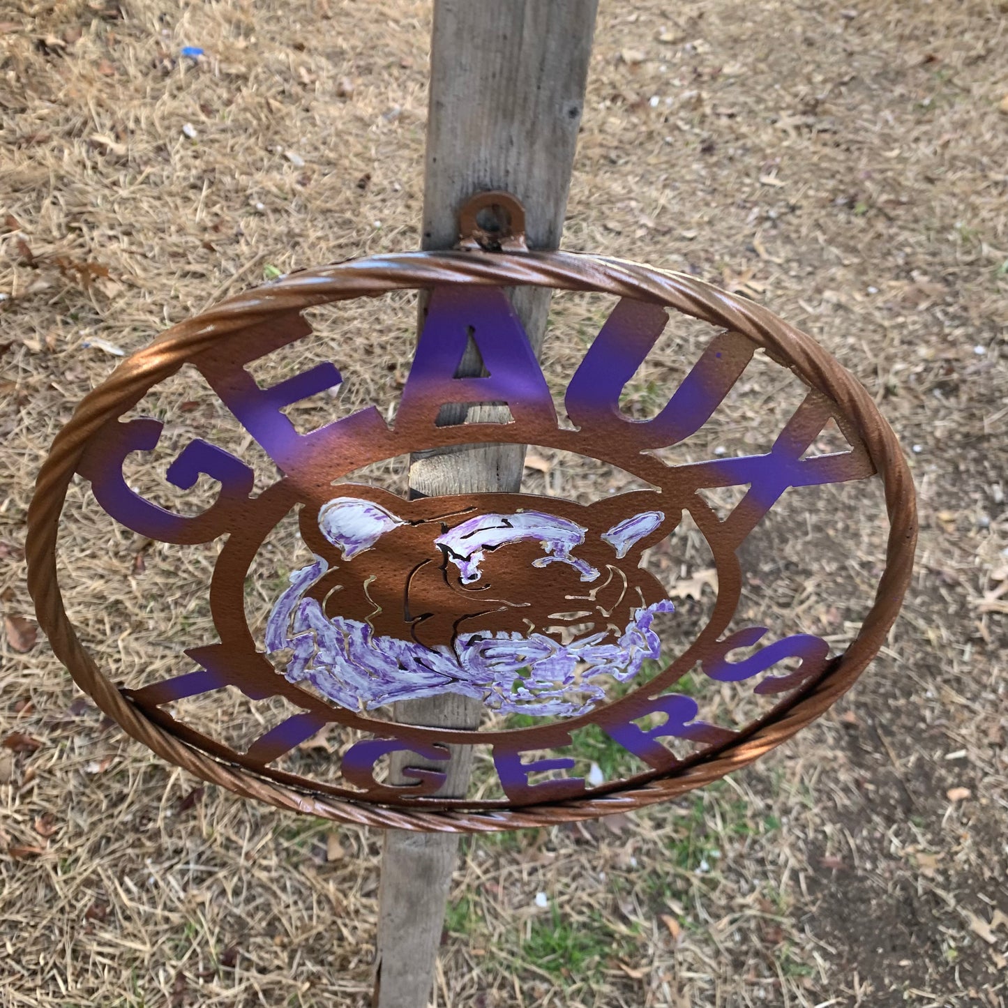 12",18",24",32" GEAUX TIGERS CUSTOM VINTAGE METAL CRAFT TEAM WALL ART HANDMADE