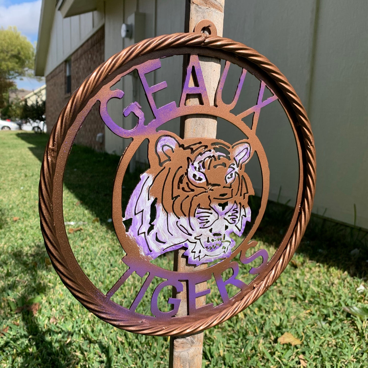 12",18",24",32" GEAUX TIGERS CUSTOM VINTAGE METAL CRAFT TEAM WALL ART HANDMADE