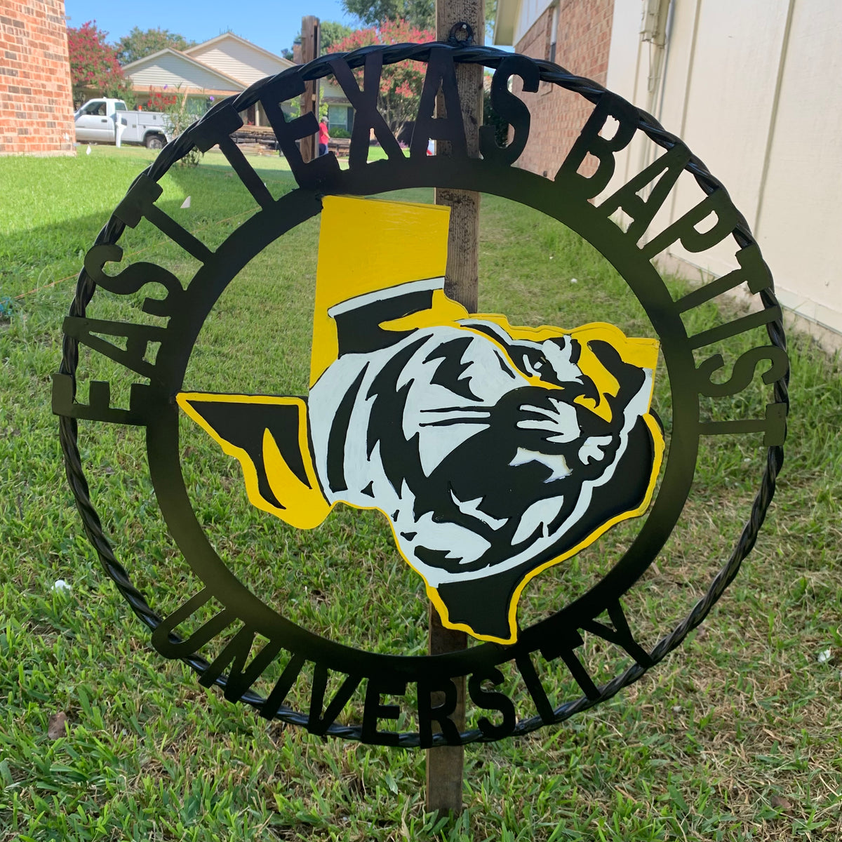 EAST TEXAS BAPTIST UNIVERSITY METAL CUSTOM VINTAGE CRAFT SIGN WALL ART TEAM HANDMADE