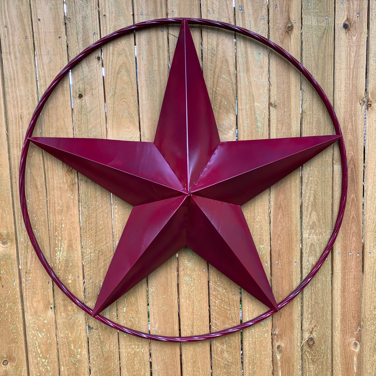 CRANBERRY BURGUNDY STAR RED STAR BARN METAL LONESTAR TWISTED ROPE RING WALL ART WESTERN HOME DECOR BRAND NEW